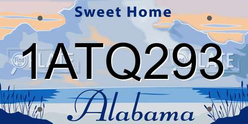 1ATQ293 Alabama License Plate