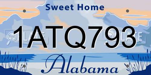 1ATQ793 Alabama License Plate