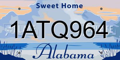 1ATQ964 Alabama License Plate