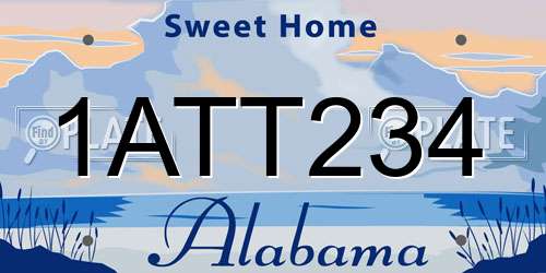 1ATT234 Alabama License Plate