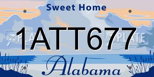 1ATT677 Alabama License Plate