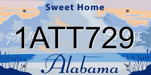 1ATT729 Alabama License Plate