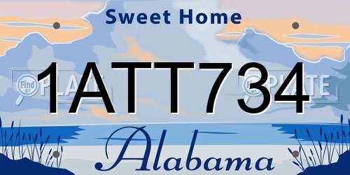1ATT734 Alabama License Plate