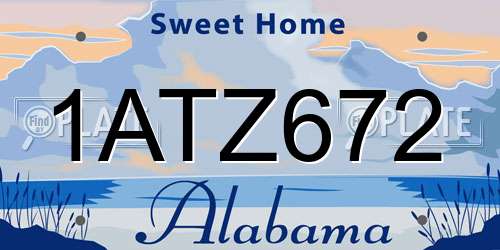 1ATZ672 Alabama License Plate