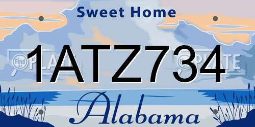 1ATZ734 Alabama License Plate