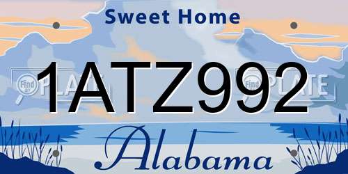 1ATZ992 Alabama License Plate