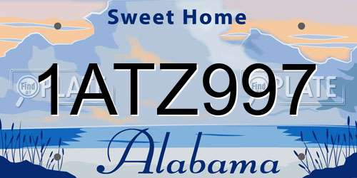 1ATZ997 Alabama License Plate
