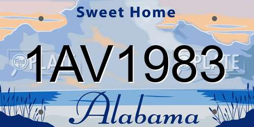 1AV1983 Alabama License Plate