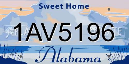 1AV5196 Alabama License Plate