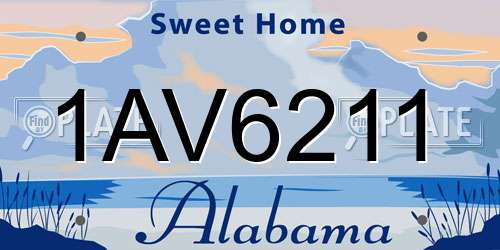 1AV6211 Alabama License Plate