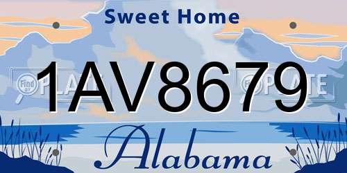 1AV8679 Alabama License Plate