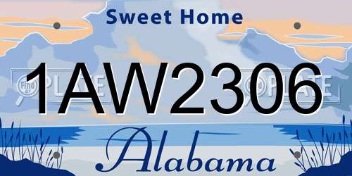 1AW2306 Alabama License Plate
