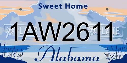 1AW2611 Alabama License Plate