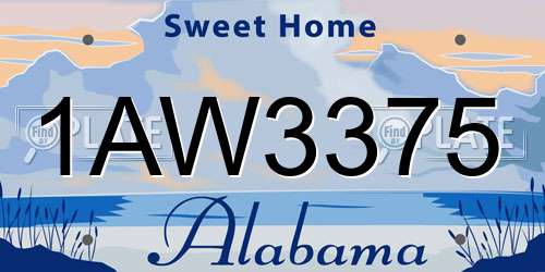 1AW3375 Alabama License Plate