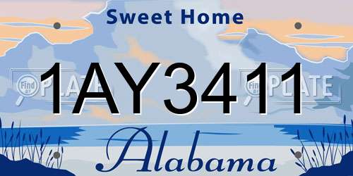 1AY3411 Alabama License Plate