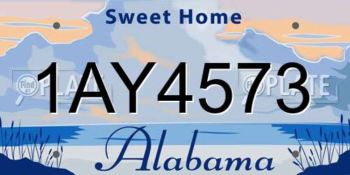 1AY4573 Alabama License Plate