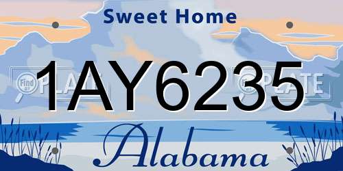 1AY6235 Alabama License Plate
