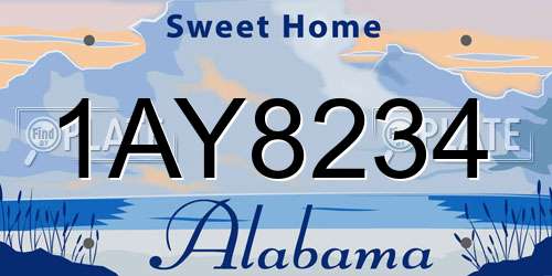 1AY8234 Alabama License Plate