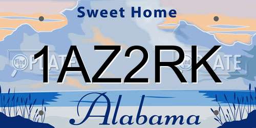 1AZ2RK Alabama License Plate