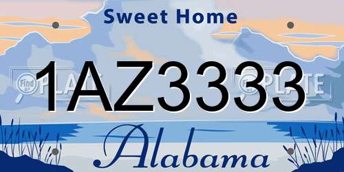 1AZ3333 Alabama License Plate