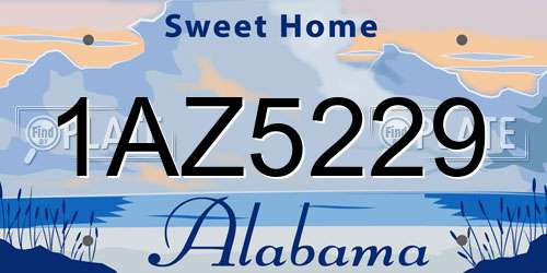 1AZ5229 Alabama License Plate