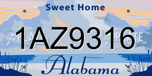 1AZ9316 Alabama License Plate