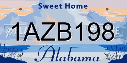 1AZB198 Alabama License Plate