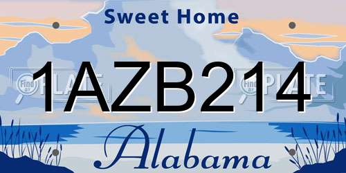 1AZB214 Alabama License Plate