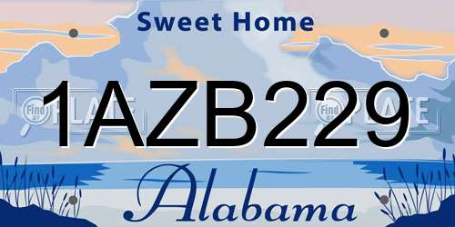 1AZB229 Alabama License Plate