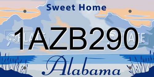 1AZB290 Alabama License Plate