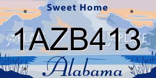 1AZB413 Alabama License Plate
