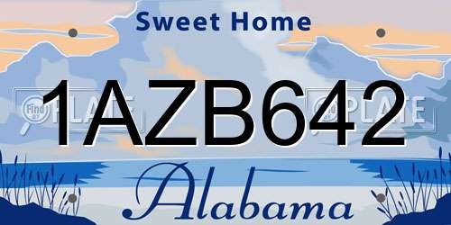 1AZB642 Alabama License Plate
