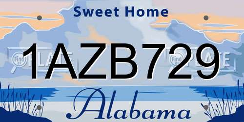 1AZB729 Alabama License Plate