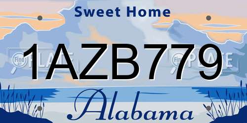 1AZB779 Alabama License Plate