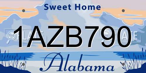 1AZB790 Alabama License Plate
