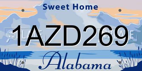 1AZD269 Alabama License Plate