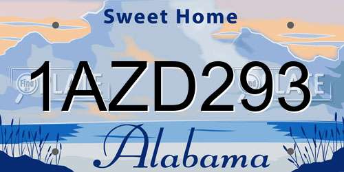 1AZD293 Alabama License Plate