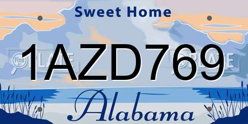 1AZD769 Alabama License Plate