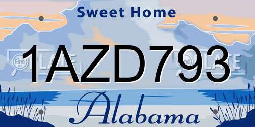 1AZD793 Alabama License Plate