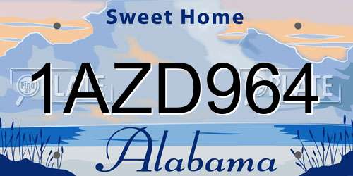 1AZD964 Alabama License Plate