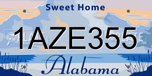 1AZE355 Alabama License Plate
