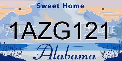 1AZG121 Alabama License Plate