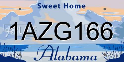 1AZG166 Alabama License Plate