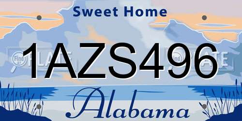 1AZS496 Alabama License Plate