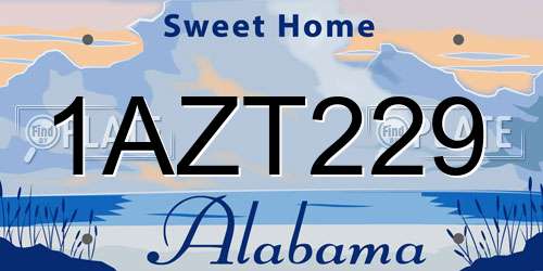 1AZT229 Alabama License Plate