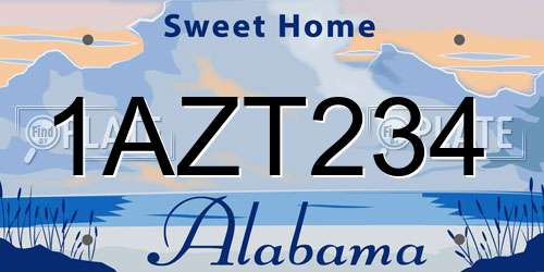 1AZT234 Alabama License Plate