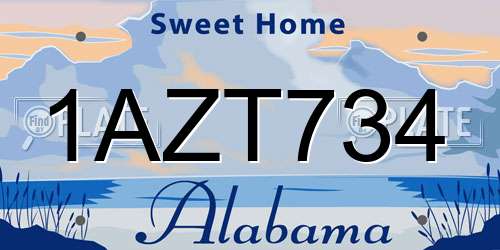 1AZT734 Alabama License Plate