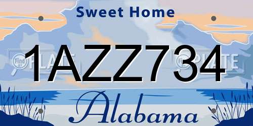 1AZZ734 Alabama License Plate