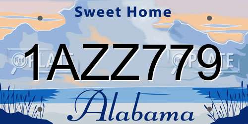 1AZZ779 Alabama License Plate