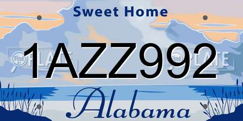 1AZZ992 Alabama License Plate